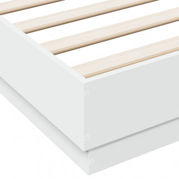 Cadru de pat, alb, 160x200 cm, lemn prelucrat - Img 6