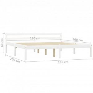 Cadru de pat, alb, 180 x 200 cm, lemn masiv de pin - Img 7
