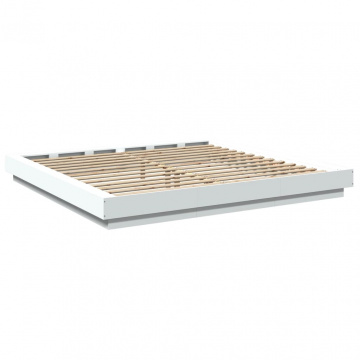 Cadru de pat alb 180x200 cm din lemn prelucrat - Img 5