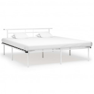Cadru de pat, alb, 200 x 200 cm, metal - Img 1