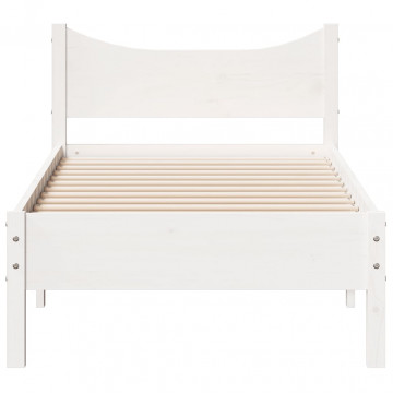 Cadru de pat, alb, 75x190 cm, lemn masiv de pin - Img 4