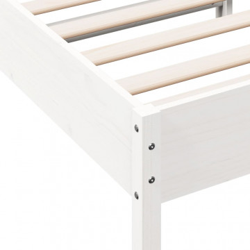Cadru de pat, alb, 75x190 cm, lemn masiv de pin - Img 6