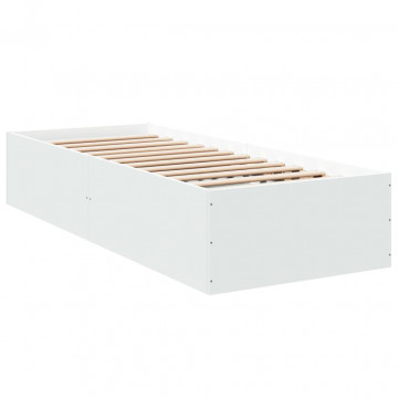 Cadru de pat, alb, 75x190 cm, lemn prelucrat - Img 2