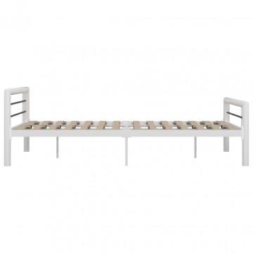 Cadru de pat, alb și negru, 120 x 200 cm, metal - Img 4