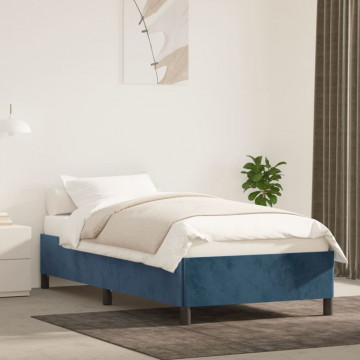 Cadru de pat, albastru închis, 90x200 cm, catifea - Img 1