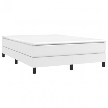 Cadru de pat box spring, alb, 140x190 cm, piele ecologică - Img 3