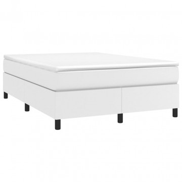 Cadru de pat box spring, alb, 140x200 cm, piele ecologică - Img 3