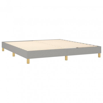 Cadru de pat box spring, gri deschis, 180x200 cm, textil - Img 4