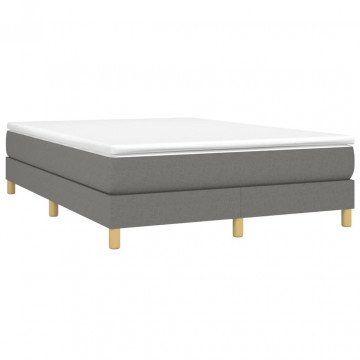 Cadru de pat box spring, gri închis, 140x190 cm, textil - Img 3