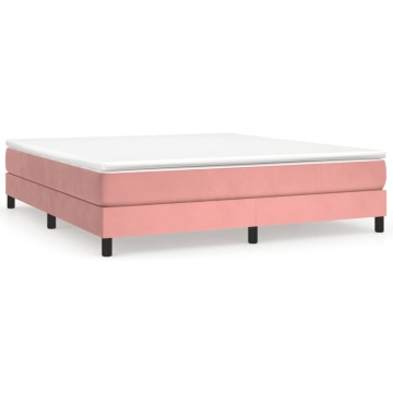 Cadru de pat box spring, roz, 160x200 cm, catifea - Img 2