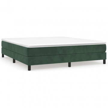Cadru de pat box spring, verde închis, 180x200 cm, catifea - Img 2