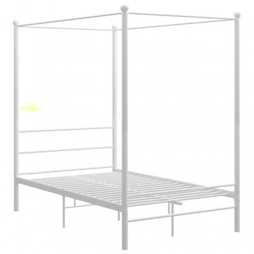 Cadru de pat cu baldachin, alb, 140x200 cm, metal - Img 2