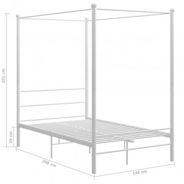 Cadru de pat cu baldachin, alb, 140x200 cm, metal - Img 5