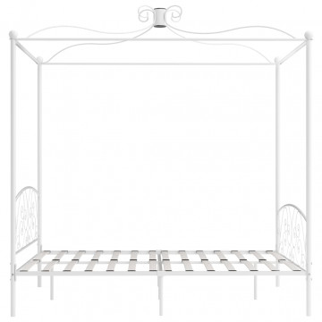 Cadru de pat cu baldachin, alb, 180 x 200 cm, metal - Img 4
