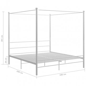 Cadru de pat cu baldachin, alb, 180x200 cm, metal - Img 5