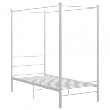 Cadru de pat cu baldachin, alb, 90x200 cm, metal - Img 2