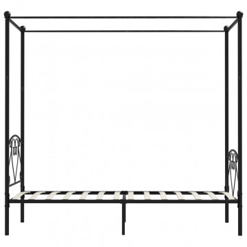 Cadru de pat cu baldachin, negru, 120 x 200 cm, metal - Img 3