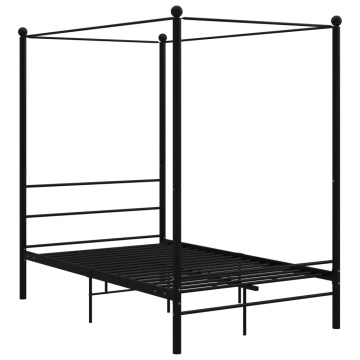 Cadru de pat cu baldachin, negru, 140x200 cm, metal - Img 2