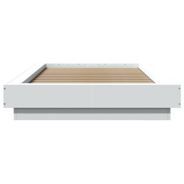 Cadru de pat cu LED, alb, 75x190 cm, lemn prelucrat - Img 8