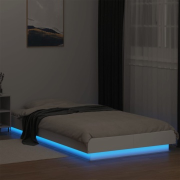 Cadru de pat cu LED, alb, 75x190 cm, lemn prelucrat - Img 3