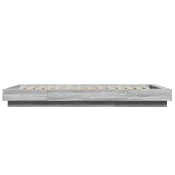 Cadru de pat cu LED gri sonoma 75x190 cm lemn prelucrat - Img 5