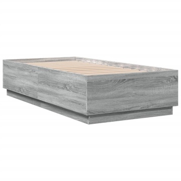 Cadru de pat cu LED gri sonoma 75x190 cm lemn prelucrat - Img 3