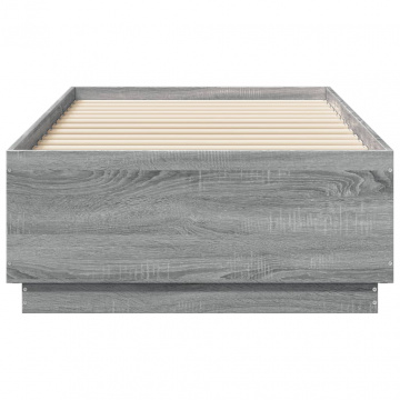 Cadru de pat cu LED, gri sonoma, 90x190 cm, lemn prelucrat - Img 5