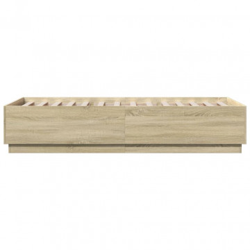Cadru de pat cu LED, stejar sonoma, 100x200 cm, lemn prelucrat - Img 6