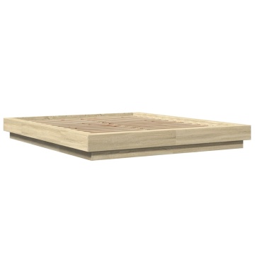 Cadru de pat cu LED stejar sonoma 150x200 cm lemn prelucrat - Img 2
