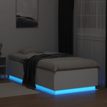 Cadru de pat cu lumini LED, alb, 100x200 cm, lemn prelucrat - Img 4