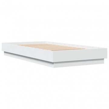 Cadru de pat cu lumini LED, alb, 75x190 cm - Img 3
