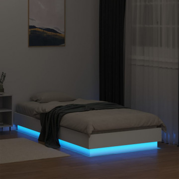 Cadru de pat cu lumini LED, alb, 90x190 cm - Img 8