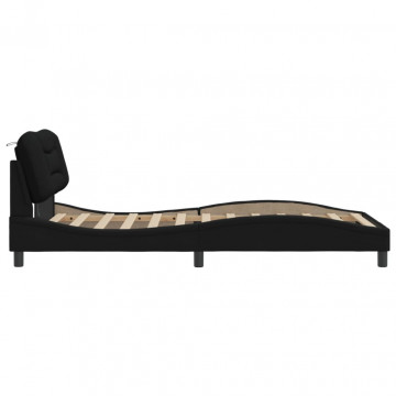 Cadru de pat cu lumini LED, negru, 100x200 cm, textil - Img 7