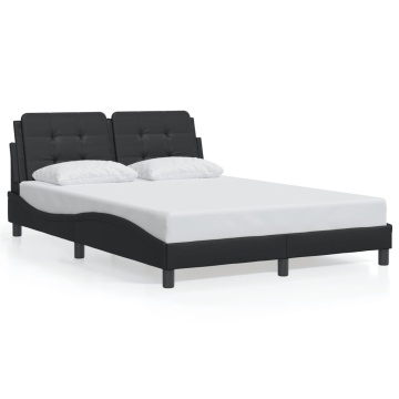 Cadru de pat cu lumini LED, negru, 120x200 cm, piele ecologică - Img 8