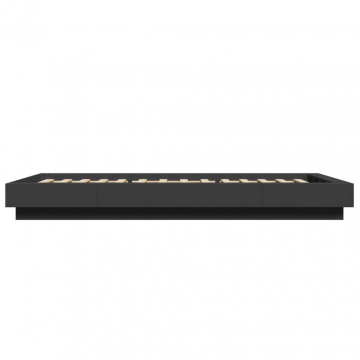 Cadru de pat cu lumini LED, negru, 90x190 cm, lemn prelucrat - Img 5