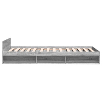 Cadru de pat cu sertar gri sonoma 90x190 cm lemn prelucrat - Img 8