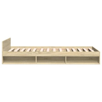 Cadru de pat cu sertar stejar sonoma 75x190 cm lemn prelucrat - Img 8