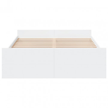Cadru de pat cu sertare, alb, 120x190 cm, lemn prelucrat - Img 4