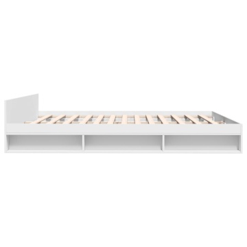 Cadru de pat cu sertare alb 200x200 cm lemn prelucrat - Img 5