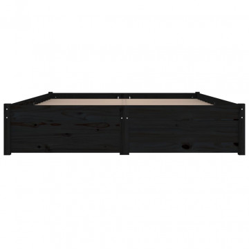 Cadru de pat cu sertare, negru, 140x190 cm - Img 8