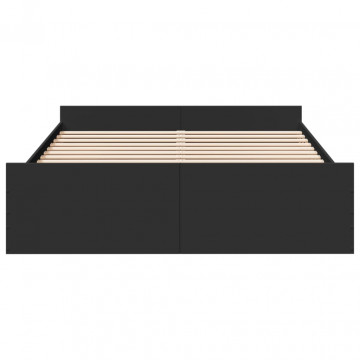 Cadru de pat cu sertare, negru, 160x200 cm, lemn prelucrat - Img 4