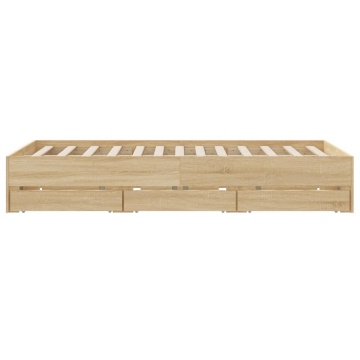 Cadru de pat cu sertare stejar sonoma 140x190 cm lemn prelucrat - Img 6