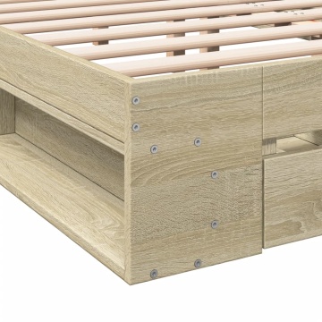 Cadru de pat cu sertare stejar sonoma 140x200 cm lemn prelucrat - Img 6
