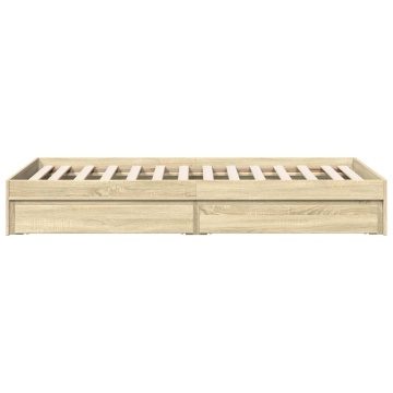 Cadru de pat cu sertare stejar sonoma 75x190 cm lemn prelucrat - Img 8