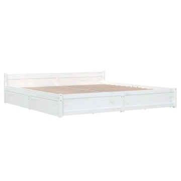 Cadru de pat cu sertare Super King, alb, 180x200 cm - Img 4