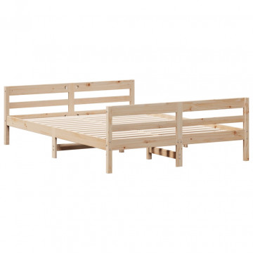 Cadru de pat cu tăblie, 140x200 cm, lemn masiv de pin - Img 5