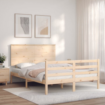 Cadru de pat cu tăblie 4FT, dublu mic, lemn masiv - Img 3
