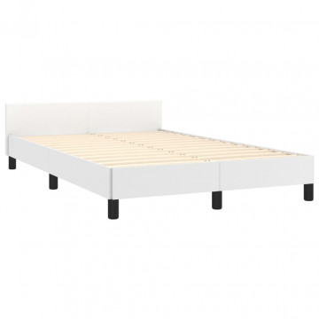 Cadru de pat cu tăblie, alb, 120x200 cm, piele ecologică - Img 4