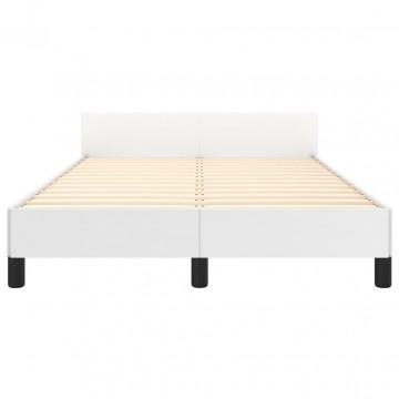 Cadru de pat cu tăblie, alb, 120x200 cm, piele ecologică - Img 8