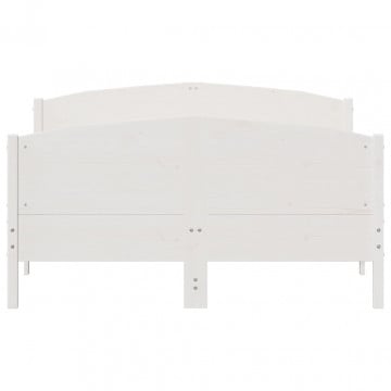 Cadru de pat cu tăblie, alb, 150x200 cm lemn masiv pin - Img 4